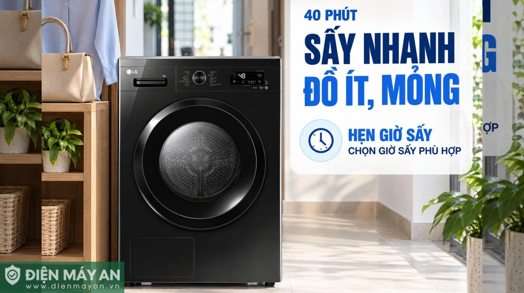 Máy sấy bơm nhiệt LG 9 Kg RB09NHP5O